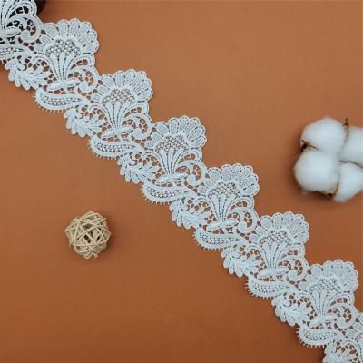 China C1209 embroidery milk cotton white trim silk water soluble lace polyester water soluble lace crocheted lace for garment for sale