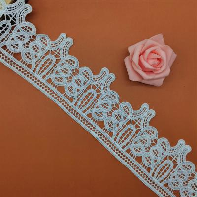 China C1151 embroidery milk cotton white trim silk water soluble lace polyester water soluble lace crocheted lace for garment for sale