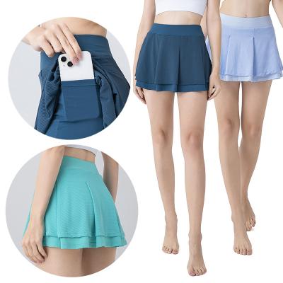 China Factory Wholesale Breathable Quick Dry Sports Skirt With Pocket Jacquard Running Fitness Mini Tennis Skirts For Women for sale