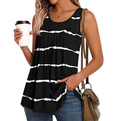 China Breathable Custom Women's Loose Tunic Pleated Fashion Shirts Casual Camis Women's Sleeveless Tank Tops for sale