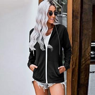 China High Quality Breathable Women Hoodies Custom Long Sleeve Sweatshirt With Pockets Full Zipper Casual Hoodie for sale