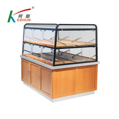 China Double Sided Bread Layer Type Wooden MDF Bakery Rack Bread Rack Shelving for sale