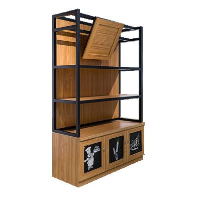 China High Quality Double Sided Worktop 2 Tiers Furniture Store Bakery BREAD WOODEN BREAD DISPLAY RACK for sale