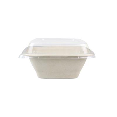 China 32 oz Biodegradable White Natural Bagasse Pulp Paper Fiber Sugar Cane Salad Bowls With Lid for sale