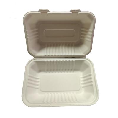 China Factory Price Hot Sale Sugar Cane Bagasse Food Container Minimalist White Compostable Lunch Box For Fast Food for sale