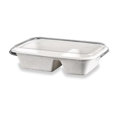 China Rectangular Disposable Biodegradable Food Packaging Take Out Box Bagasse Food Container With Lid for sale