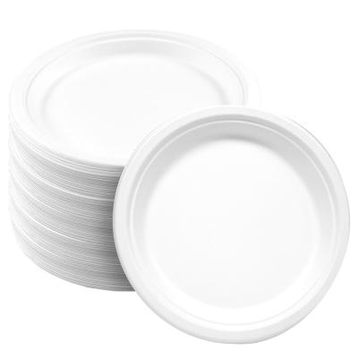 China Eco-Friendly Water-Repellent Sugar Cane White Bagasse Compostable Pupl Round Small Oval Dishes With Lid for sale