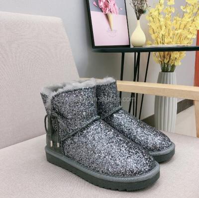 China Fashion breathable women lamb fur wool snow boots warm winter gritt winter bling bling snow boots for sale