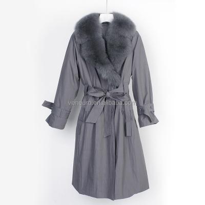 China Wholesale Warm Fox Fur Collar Winter Ladies Mink Fur Lining Coat Women's Long Fur Parka Jacket for sale