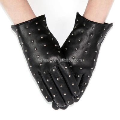 China Ladies Fashion Leather Gloves Goat Skin Leather Gloves Girls Warm Comfortable Winter Sheepskin for sale