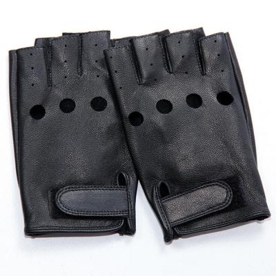 China Plain Men And Women Real Leather Car Bike Driving Half Finger Gloves With Plaster Buckle for sale