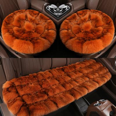 China Wholesale Fox Fluffy Round Soft Fur Cushion Chair Real Fur Cushion Car Whole Set 3 Pieces Cushions for sale