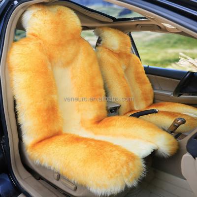 China Wholesale Luxury Design Sheep Fur Fluffy Soft Whole Real Long Set Car Auto Seats Cover for sale