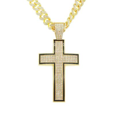 China Exaggerate hip-hop men and women bossy the nightclub full of personality fashionable diamond cross necklace pendant Cuban chain accessories for sale