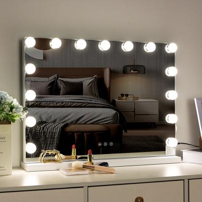 China Hot Lit Selling 15 Bulbs Led Lights Hollywood Led Vanity Makeup Mirror for sale