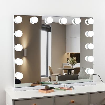 China Dimmable lighted vanity make up table mirror salon hollywood makeup mirror led lamp for sale