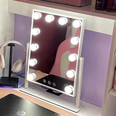 China Dimmable LED 12 Lighted White Bulbs for Dressing Room and Bedroom Hollywood Lighted Makeup Mirror for sale