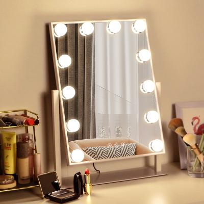 China Lighted 12 LED Bulbs/Lamp Lighted Makeup Mirror With Large Magnification Hollywood Vanity Mirror With Lights for sale