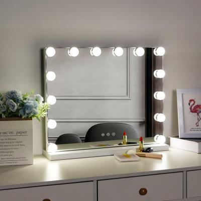 China Hollywood Lit Lighted Makeup Mirror with 14 Dimmable LED Bulbs for Dressing Room and Bedroom Vanity Mirror with Lights for sale