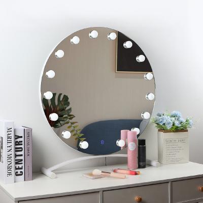 China Luxury 3 Color Lighting Lighted Vanity Mirror With Lights Reflect Cosmetic Makeup Led Mirror Touch Sensor Light Switch for sale