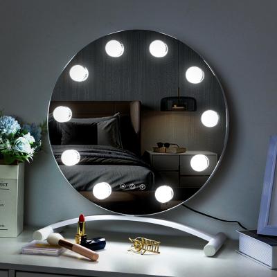 China New Product Custom Logo LED Lighted Lights Round Hollywood Vanity Makeup Mirror for sale