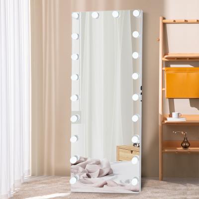 China China Factory Lighted Living Room Bedroom Dressing Room Led Floor Standing Mirror With USB Port for sale