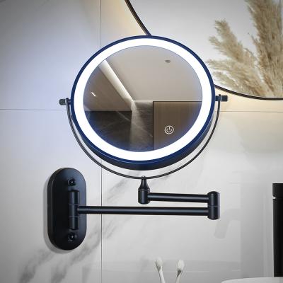 China Rechargeable Lighted Makeup Mirror Wall Mount Double Sided Extendable Vanity Mirror With 10X Magnification for sale