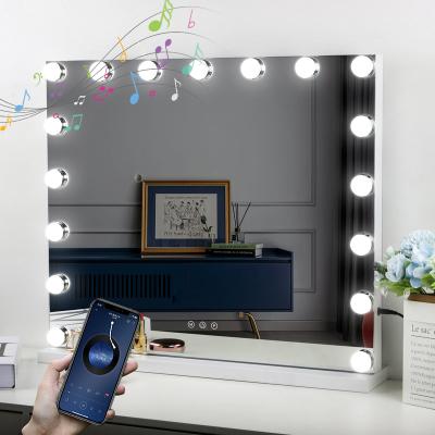 China New Design Hollywood Vanity LED Lighted Makeup Cosmetic Mirror With Speaker for sale