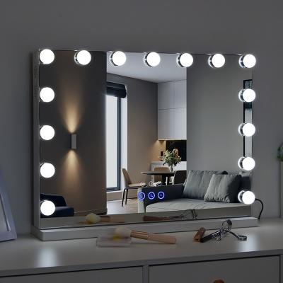 China Large Hollywood Lighted Vanity Mirror with Lights and Wireless Speaker for sale