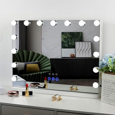 China New Design 15 Lighted Bulbs LED Light Bluetooth Speaker Hollywood Vanity Makeup Mirror for sale