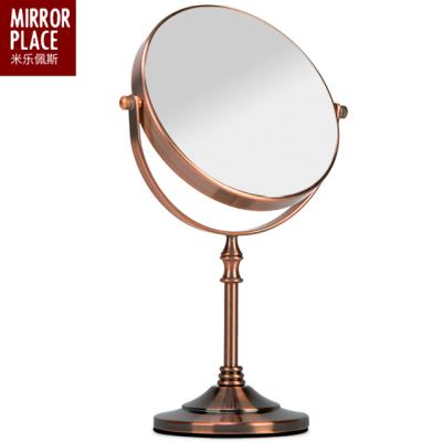 China 360 Degree Magnifying Rotatable Double Sided Desktop Metal Round Mirror Stainless With Magnifying Shaving Mirror for sale