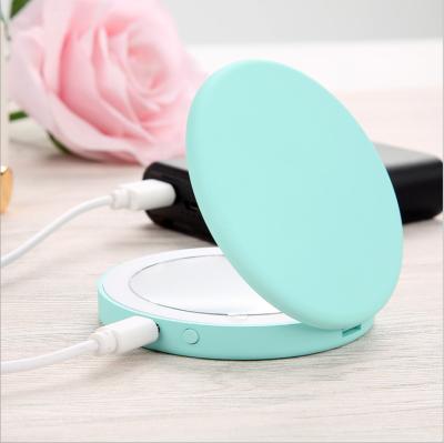 China Lighted Pocket Mirror Portable Cosmetic Compact Led Mirror Light Small Round Pocket Custom Mirror for sale