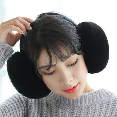 China Wholesale Winter Big Size Faux Fur Soft Feeling Earmuffs Folding Ear Cover Ladies Warm Earmuffs for sale