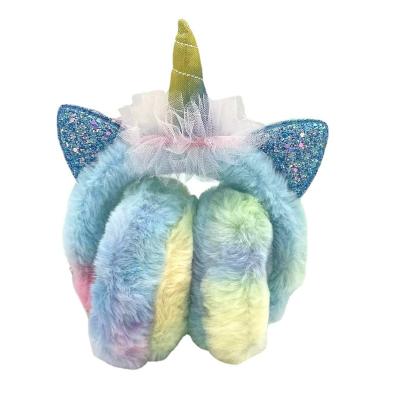 China Wholesale Warm Outdoor Ear Warmer Plush Ear Muff Winter Cartoon Cute Unicorn Earmuffs Cartoon Unicorn Ear Muffs for sale