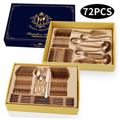 China Stocked 72 Pcs Stainless Steel Flatware Tableware Silverware Dinnerware Set With Gift Box for sale