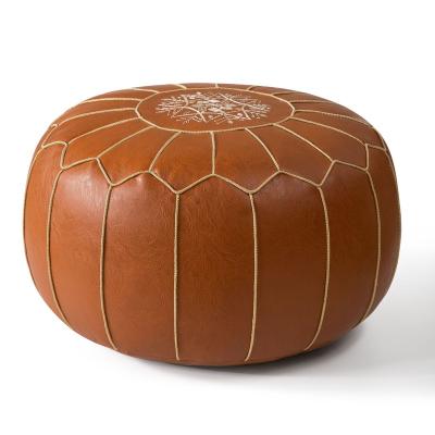 China Modern Handmade Leather Pouf Unstuffed Moroccan Ottoman Footstool Footrest Pouf Cover Boho Decor for sale