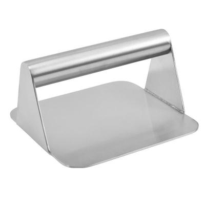 China Stocked 304 Stainless Steel Burger Meat Cookie Presses with Stainless steel Wooden Silicone Non-slip Handle for sale