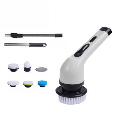 China Stocked electric spin scrubber cordless cleaning brush with 6 Replaceable Scrubber Heads for sale