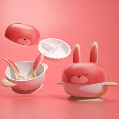 China Eco-friendly Non Slip Baby Silicone BPA Free Non Slip Safe Leakproof Portable Child Feeding Bowl CSUE With Suction Lid for sale