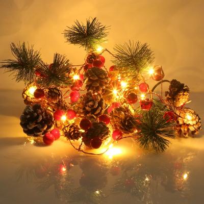 China Eco-Friendly Christmas Garland with Lights, 6.5FT 20LEDs Berry Pine Cone Prelit Garland Red Lights Battery Operated, Christmas Decorations for sale