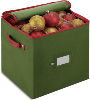 China Sustainable Christmas Ornament Storage Box with Double Zipper Closure - Box Contributes Slots for 64 3-Inch Ornaments, Christmas Holiday Accessory for sale