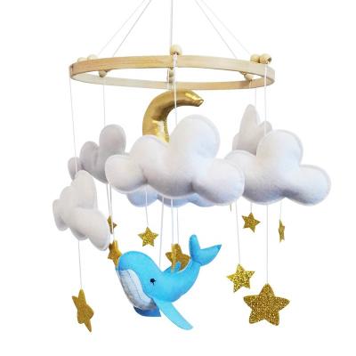 China Baby Shower Gift Musical Nordic Custom Decorative Kids Hanging Toys Blue Whale Moon Gold Star and Cloud Felt Mobile Baby Crib Crib for sale