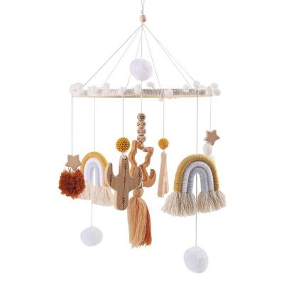 China Boho Rainbow Macrame Kids Room Decor Baby Shower Gift Musical Kids Hanging Baby Handmade Crib Mobile Toys Nursery for sale