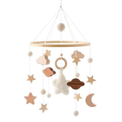 China New Arrival Kids Room Decor Baby Shower Gift Musical Kids Hanging Baby Handmade Starry Hut Cloud Sky Moon Toys Crib Mobile for sale