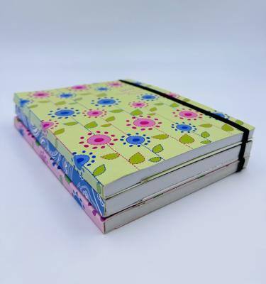 China High Quality Easy Writing Floral Pattern Blank Card Paper With Inside Pocket And Elastic Notebook Glue Binding Notebook for sale