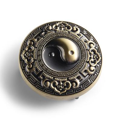 China Custom Gossip Metal Belt Buckle Feng Shui Embossed Logo Design Dia 50mm for sale