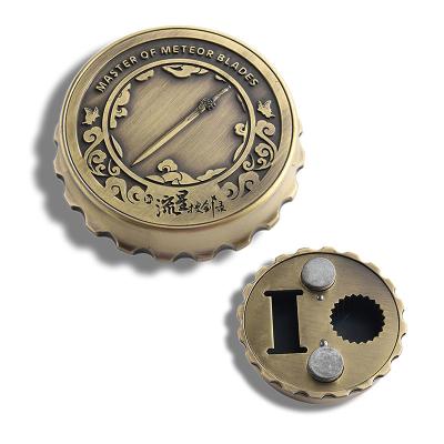 China Beer Cap Shape Personalised Fridge Magnet Bottle Opener Zinc Alloy Material for sale