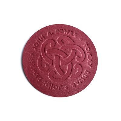 China Round Pu Leather Drink Coasters With Printing / Debossed / Embossed Logo for sale