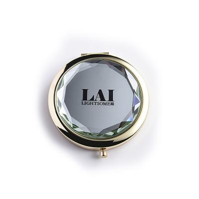 China Gold Double Sided Compact Mirror For Lady'S Handbag Logo Printable for sale