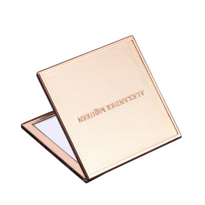 China Promotional Square Compact Mirror / Metal Folding Pocket Mirror With Logo for sale